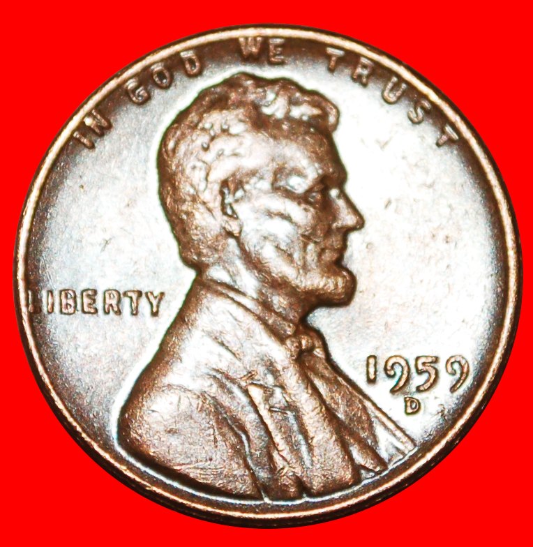  · MEMORIAL (1959-1982): USA ★ 1 CENT 1959D! LINCOLN (1809-1865) LOW START ★ NO RESERVE!   