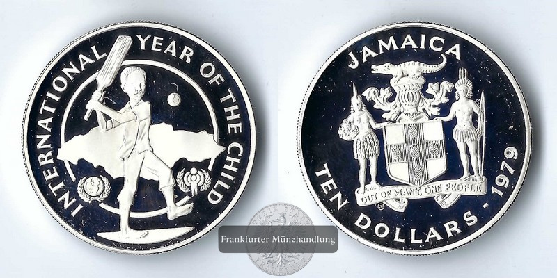  Jamaika,  10 Dollar  1979  Jahr des Kindes FM-Frankfurt  Feinsilber: 20,77g   