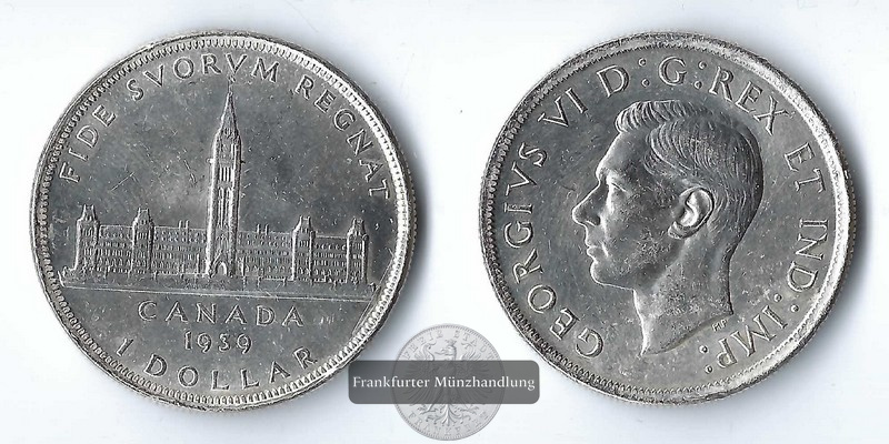  Kanada 1 Dollar  1939    Royal Visit    FM-Frankfurt    Feinsilber: 18,66g   