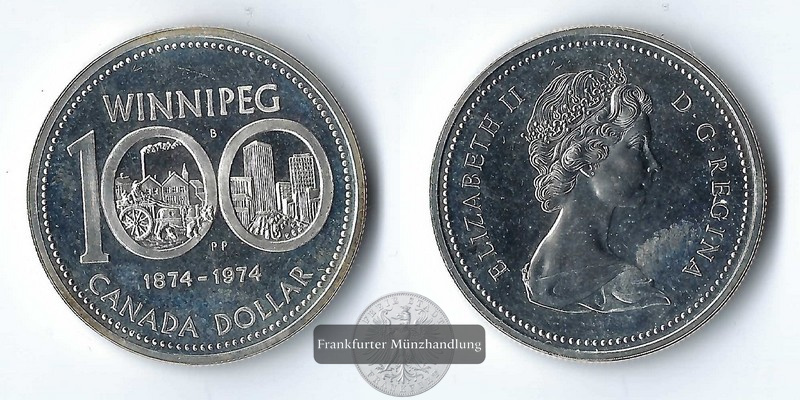  Kanada, 1 Dollar 1974 Winnipeg  FM-Frankfurt   Feinsilber: 11,66g   