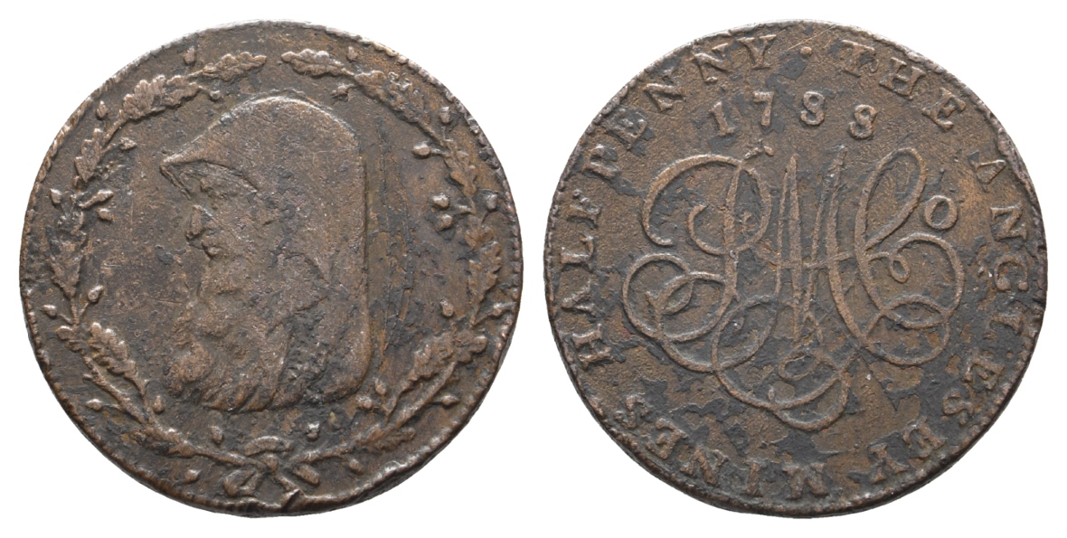  Großbritannien, Cu Token 1788; mit Randschrift, 14,2 g, Ø 29,5 mm, kl. Randfehler   