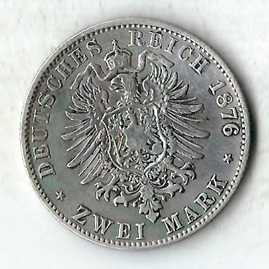  2 Mark Bayern Ludwig II 1876 D in ss- J45 Goldankauf Koblenz Frank Maurer C468   