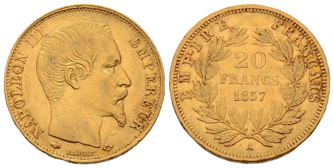 PEUS 4524 Frankreich 5,81 g Feingold. Napoleon III. (1852-1870) 20 Francs GOLD 1857 A Sehr schön