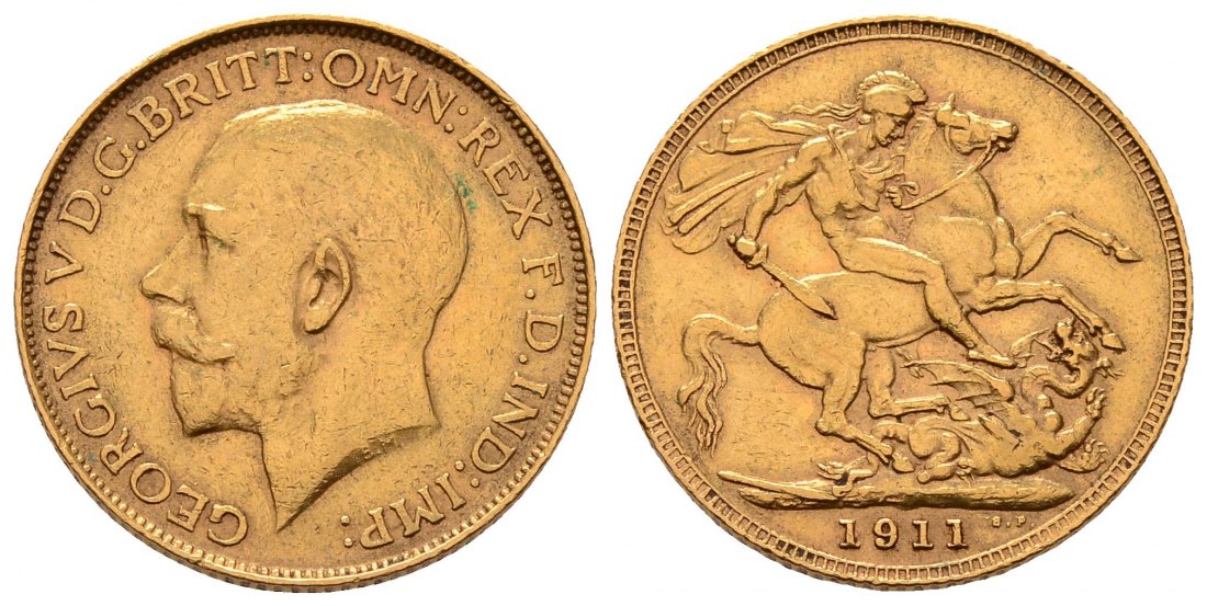 PEUS 4529 Großbritannien 7,32 g Feingold. Georg V. (1910 - 1936) Sovereign GOLD 1911 Sehr schön +