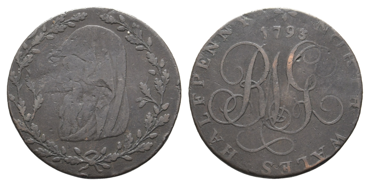  Großbritannien, Bergbau-Token, 1/2 Penny 1793   