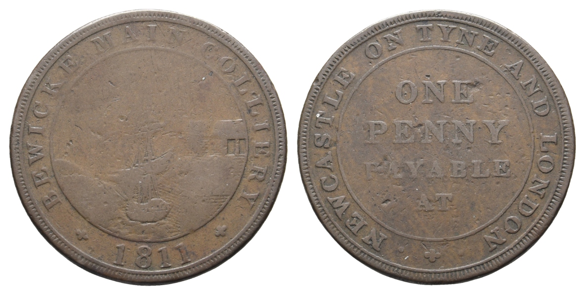  Großbritannien, Bergbau-Token, 1 Penny 1811, Kupfer   