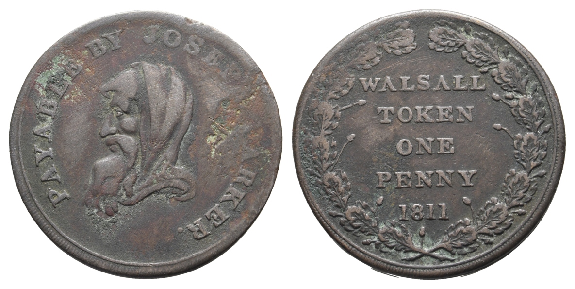  Großbritannien; Bergbau, Walsall-Token, 1 Penny 1811, Kupfer   