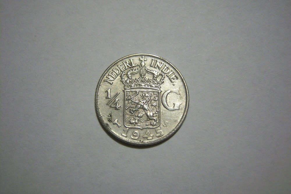  Niederländisch Indien, 1/4 Gulden 1945, KM 319   