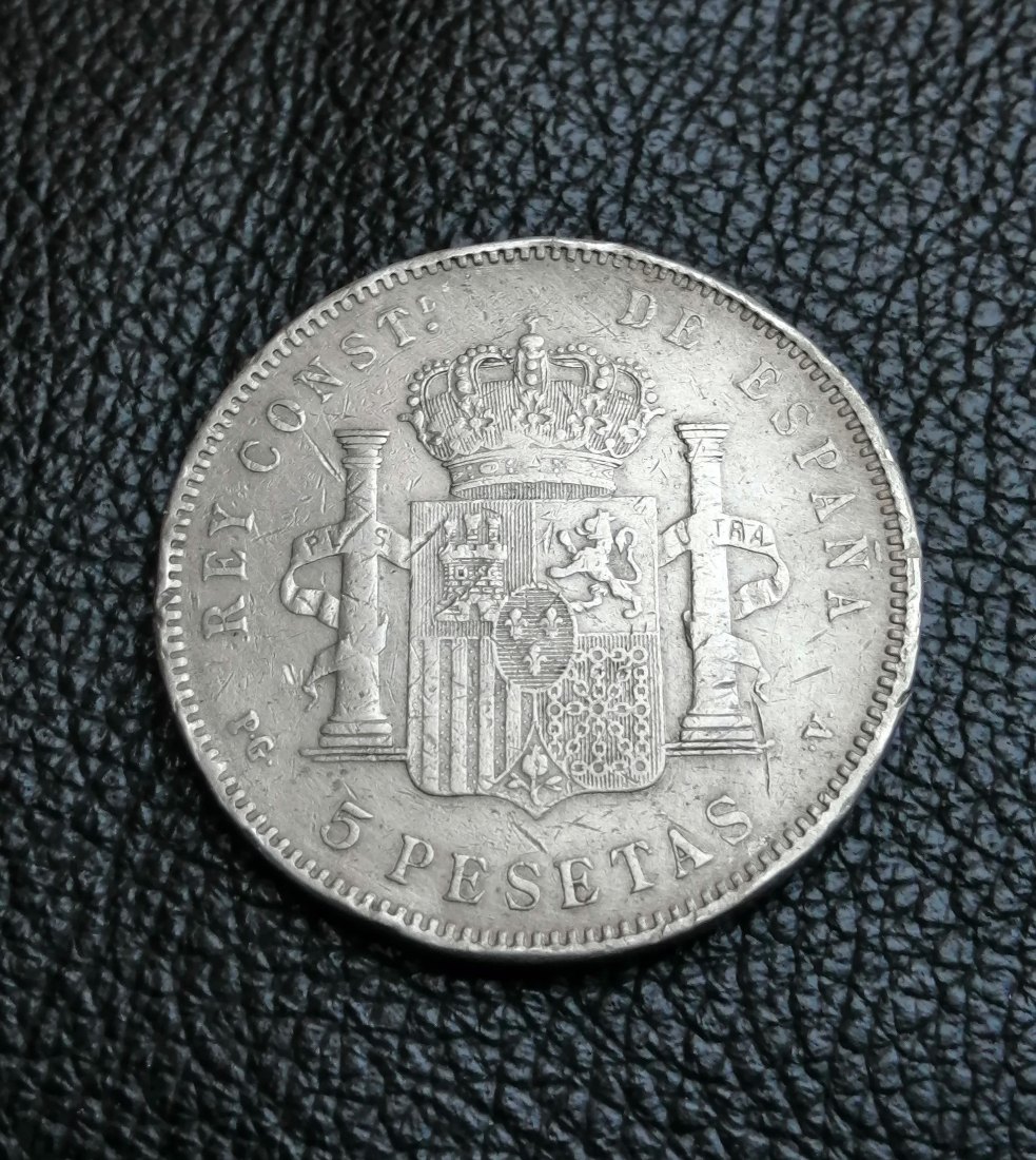  5 Pesetas 1896 Spanien ALFONSO XIII. Silber XXL Bilder   