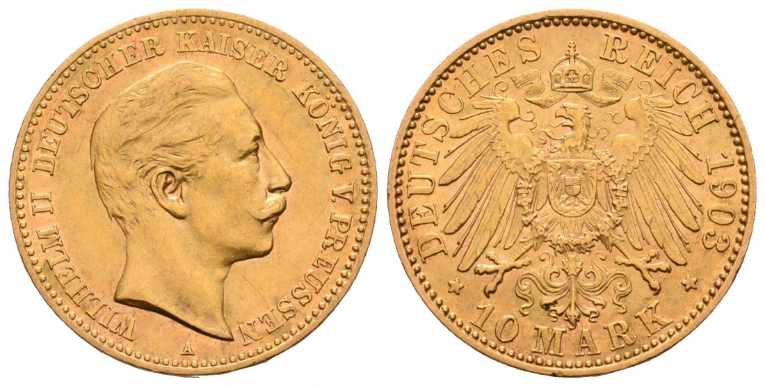 PEUS 4763 Preußen - Kaiserreich 3,58 g Feingold. Wilhelm II.(1888 - 1918) 10 Mark GOLD 1903 A Vorzüglich