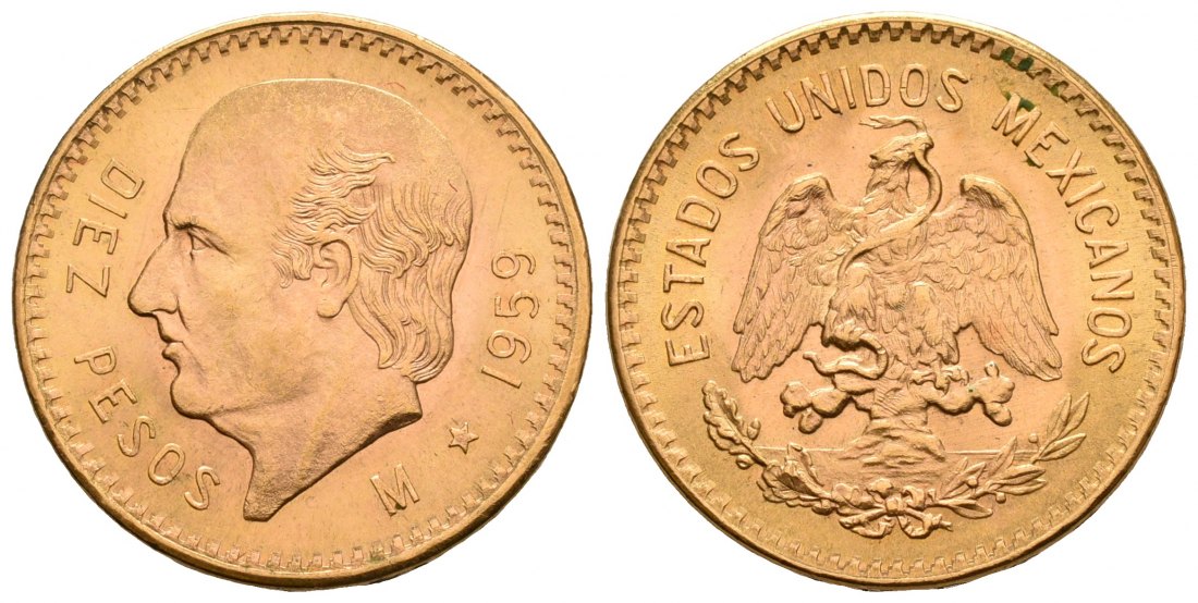 PEUS 4764 Mexiko 7,5 g Feingold. Miguel Hidalgo y Costilla 10 Pesos GOLD 1959 M Stempelglanz