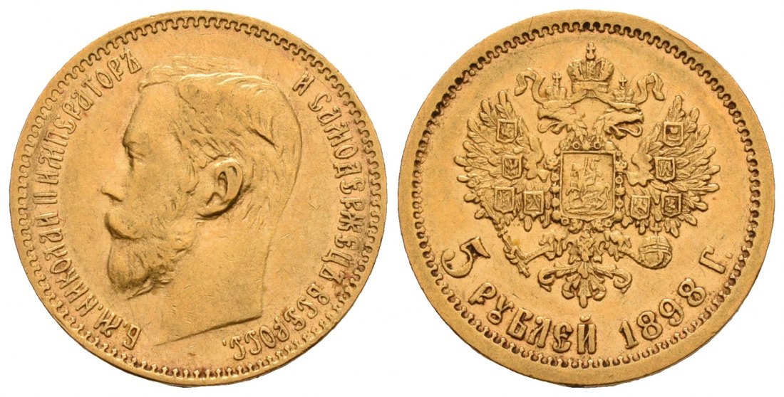 PEUS 4767 Russland 3,87 g Feingold. Zar Nikolaus II. (1894 - 1917) 5 Rubel GOLD 1898 АГ Sehr schön