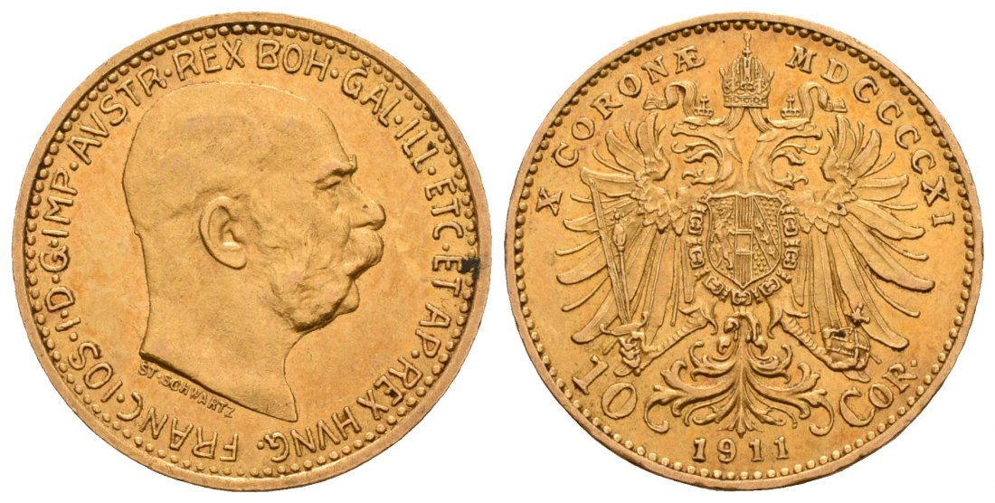 PEUS 4770 Österreich 3,05 g Feingold. Franz Joseph I. (1848 - 1916) 10 Kronen GOLD 1911 Kl. Kratzer, Vorzüglich