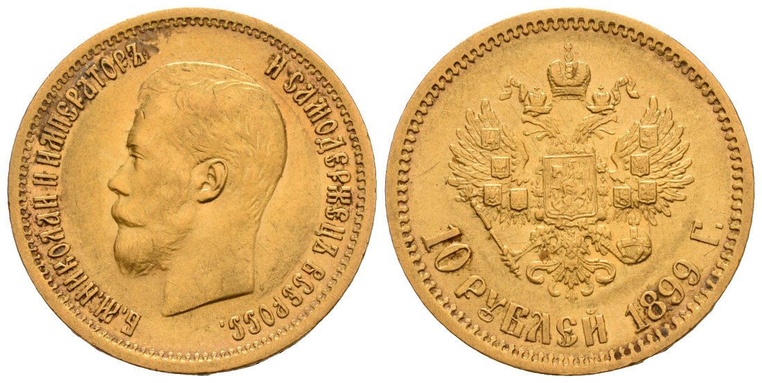 PEUS 4774 Russland 7,74 g Feingold. Zar Nikolaus II. (1894 - 1917) 10 Rubel GOLD 1899 ЭБ Kl. Kratzer, Vorzüglich