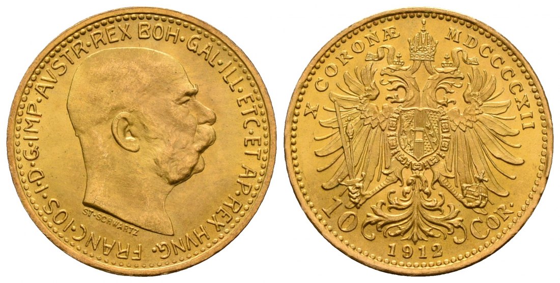 PEUS 4776 Österreich 3,05 g Feingold. Franz Joseph I. (1848 - 1916) 10 Kronen GOLD 1912 (off. NP) Stempelglanz