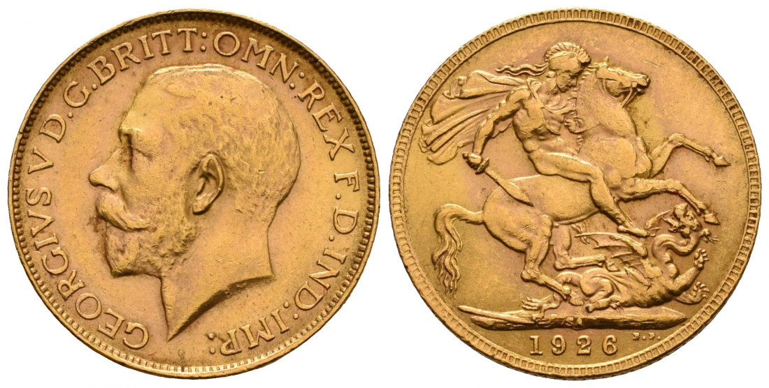 PEUS 4792 Großbritannien / Südafrika 7,32 g Feingold. Georg V. (1910 - 1936) Sovereign GOLD 1926 SA Pretoria Kl. Kratzer, Sehr schön