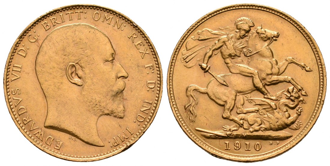PEUS 4799 Grossbritannien / Australien 7,32 g Feingold. Eduard VII. (1901 - 1910) Sovereign GOLD 1910 M Melbourne Kl. Kratzer, Sehr schön +