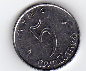  Frankreich 5 Centimes 1964   