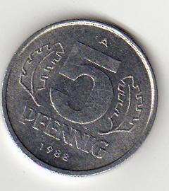  DDR 5 Pfennig 1988   