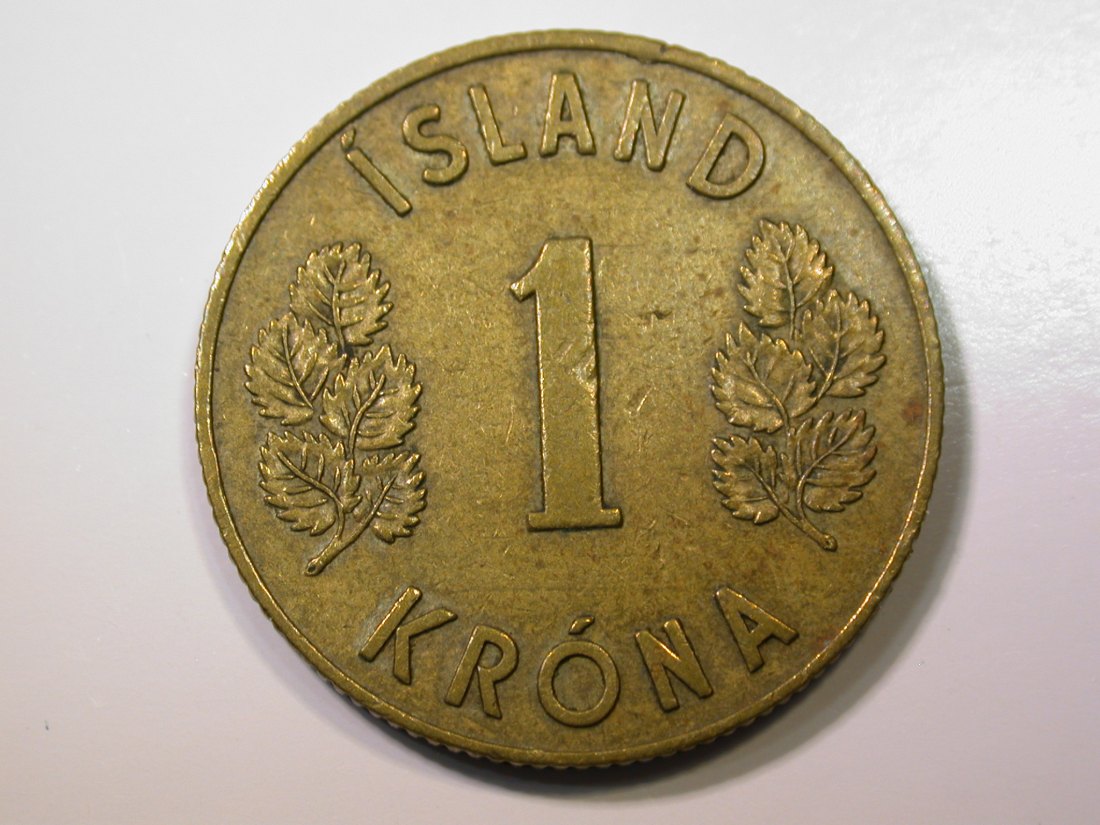  E27  Island  1 Krona 1957 in ss   Originalbilder   