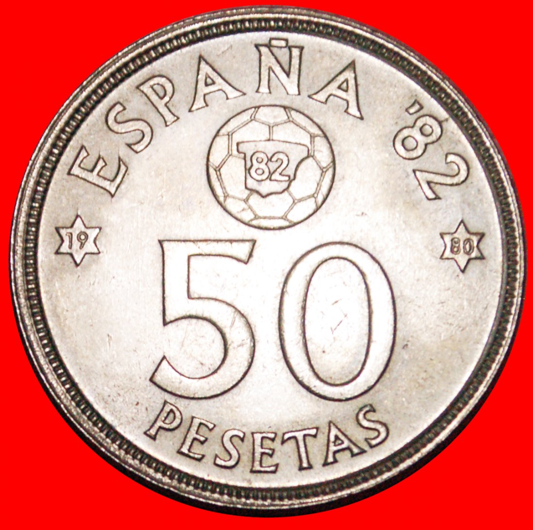  • FOOTBALL 1982: SPAIN ★ 50 PESETAS 1980 (1980) MINT LUSTER! LOW START★ NO RESERVE!   