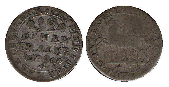  Braunschweig Wolfenbüttel 1/12 Taler 1796 MC   