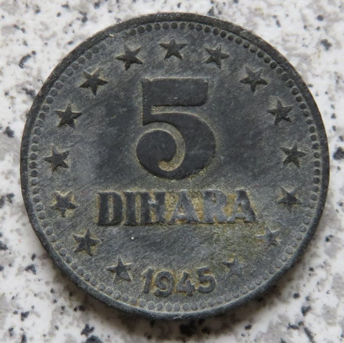  Jugoslawien 5 Dinara 1945   