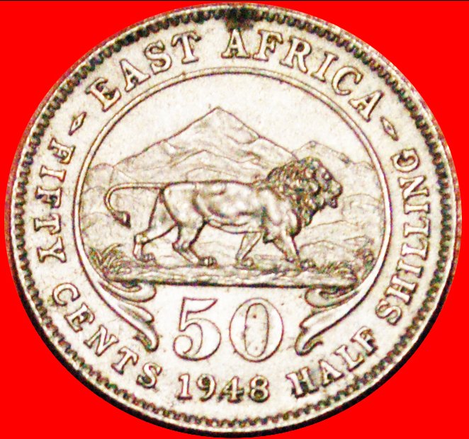  • GREAT BRITAIN: EAST AFRICA★50 CENTS 1948 MINT LUSTER! George VI (1937-1952) LOW START★ NO RESERVE!   