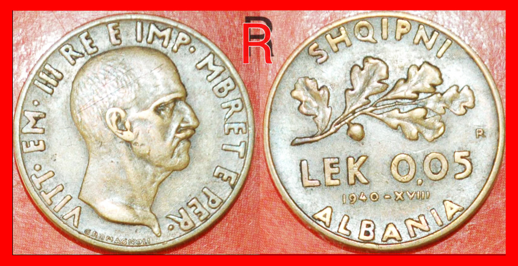  • occupation by Italy ★ ALBANIA★ 0.05 LEK 1940 R RARE! LOW START ★ NO RESERVE!   