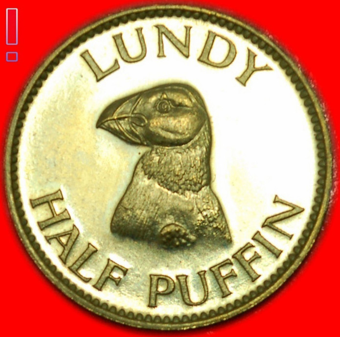  * 40TH ANNIVERSARY 1925 OF COINAGE★ LUNDY★1/2 PUFFIN 1965 GILDED UNC★VERY RARE★LOW START★NO RESERVE!   