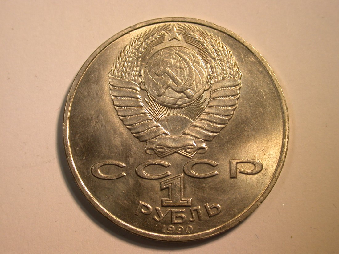  F10  UDSSR/Russland  1 Rubel 1990 Rainis  in f.ST   Originalbilder   