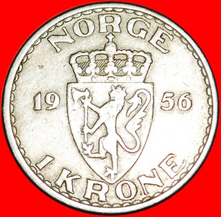  • LION: NORWAY ★1 CROWN 1956! HAAKON VII (1905-1957) LOW START ★ NO RESERVE!   