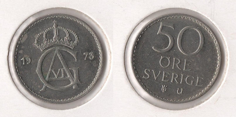  Schweden 50 Öre 1973 U (K-N) Gustaf VI. Adolf (1950-1973) vz/unc. (2)   