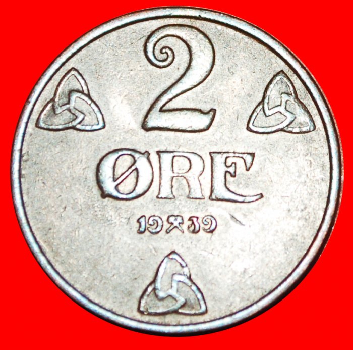  • 3 ROSES (1909-1952): NORWAY ★ 2 ORE 1939 Haakon VII (1905-1957)! LOW START★ NO RESERVE!!!   