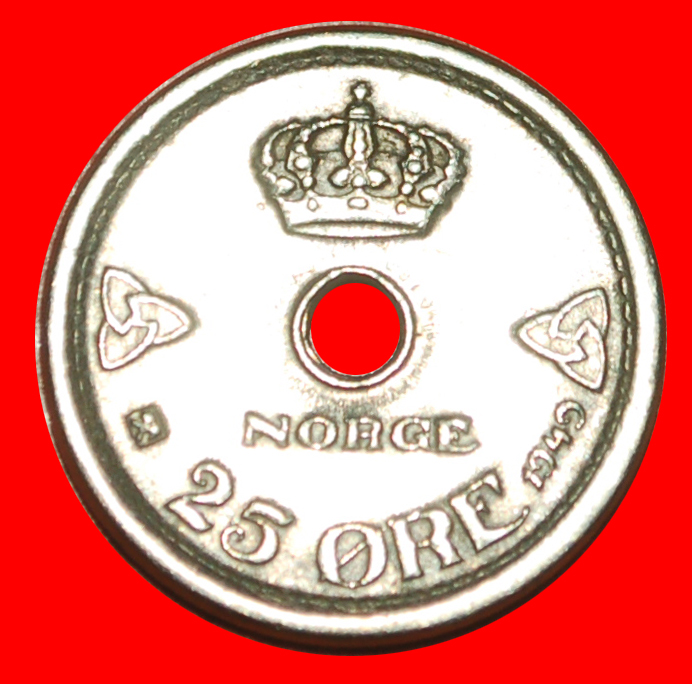  • ROSEN (1924-1950): NORWEGEN ★ 25 OERE 1949 Haakon VII. (1905-1957)! OHNE VORBEHALT!   