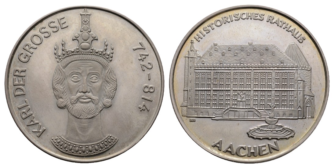  Linnartz Aachen-Stadt, Silbermedaille o.J., Karl der Große, 23,04/925, 40 mm, PP   