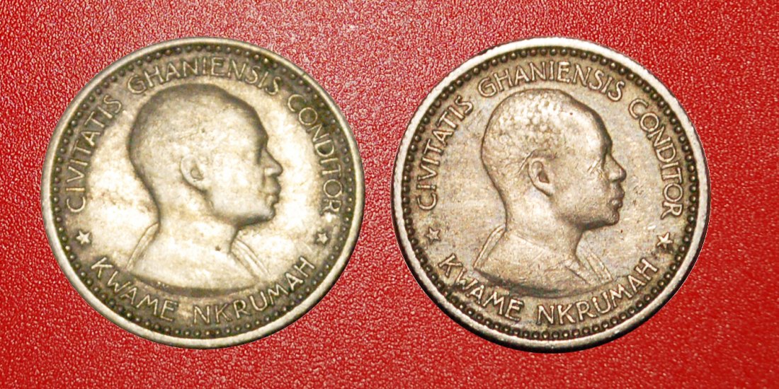  • GREAT BRITAIN: GHANA ★ 6 PENCE 1958 BALD AND HAIRY TYPES! LOW START ★ NO RESERVE!   