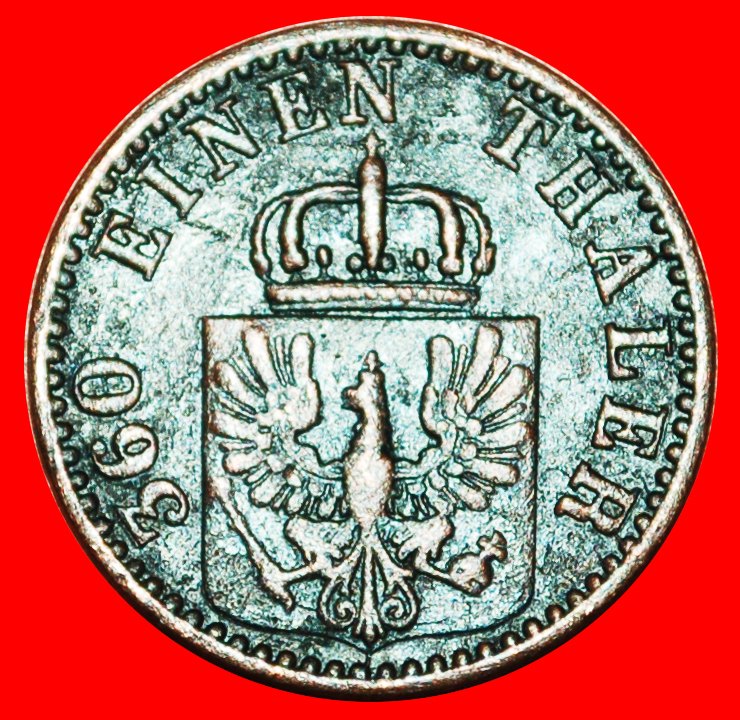  • PRUSSIA:  GERMANY ★ 1 PFENNIG 1867A! WILLIAM I (1861-1888) LOW START ★ NO RESERVE!   