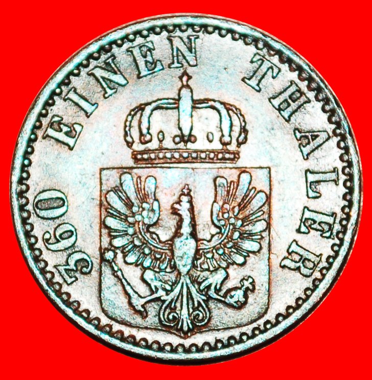  • PRUSSIA:  GERMANY ★ 1 PFENNIG 1868B! WILLIAM I (1861-1888) LOW START ★ NO RESERVE!   
