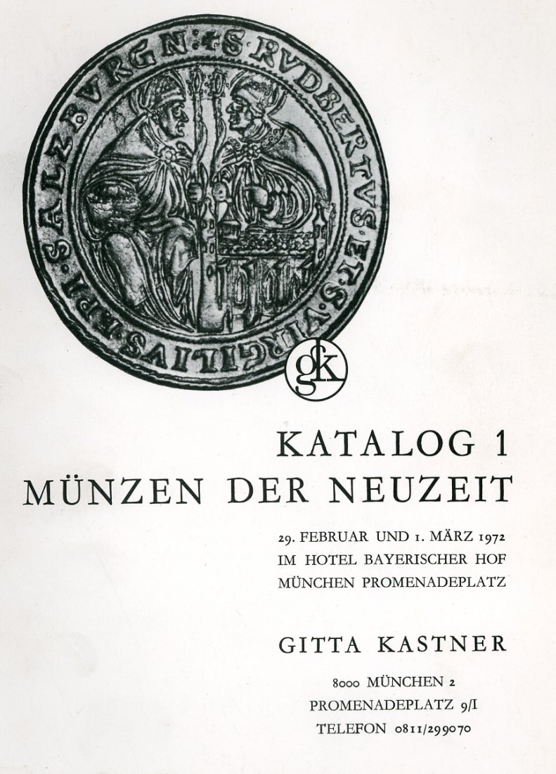  Kastner (München) Auktion 01 (1972) Römisch Deutsches Reich - Österreich ,Böhmen ,Serie Salzburg   