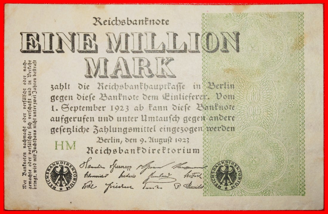  • ONE SIDE: GERMANY ★ 1000000 MARK 1923 CRISP! LOW START ★ NO RESERVE!   