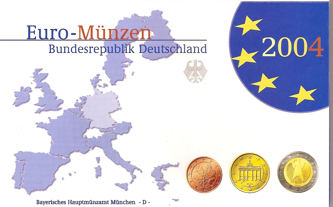  BRD-Kursmünzensatz 2004, komplett ADFGJ, Polierte Platte   