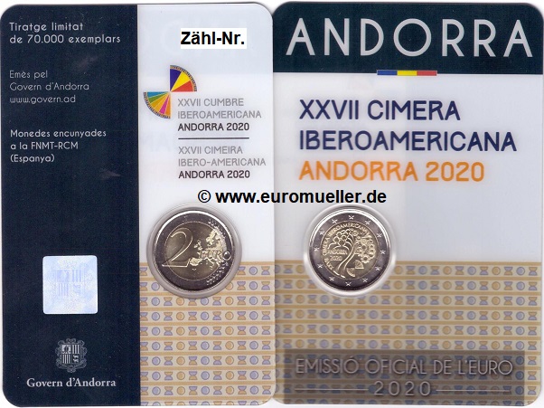 Andorra ...2 Euro Gedenkmünze 2020...bu...Coincard..Iberogipfel   