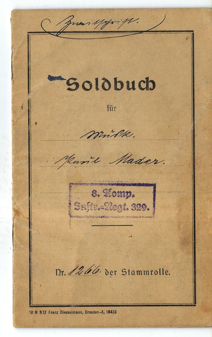  I Weltkrieg  Militaria Soldbuch eines Soldaten  Goldankauf Koblenz Maurer H 58   