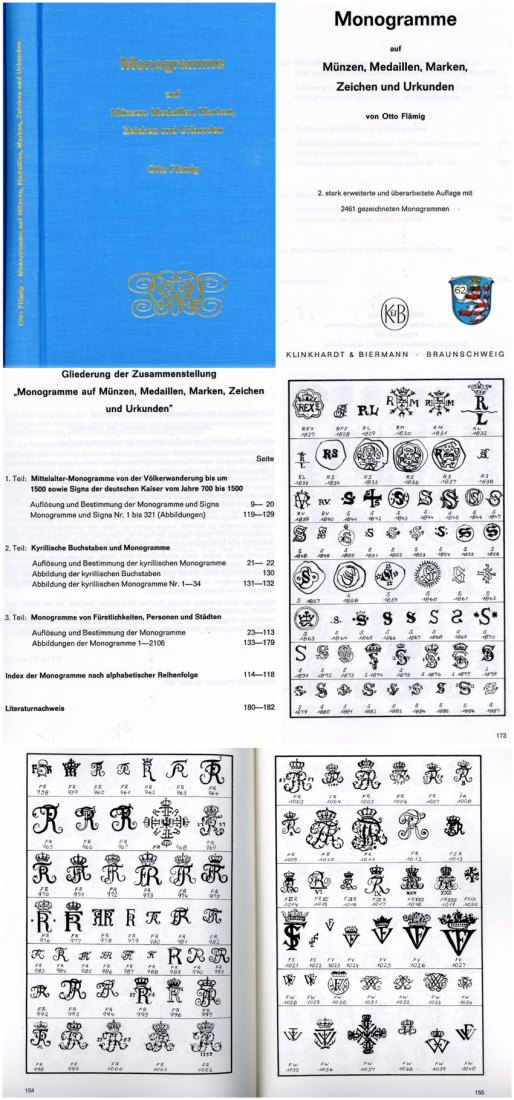  Flämig - Monogramme auf Münzen , Medaillen , Marken , Zeichen und Urkunden (2 Aufl. 1968)   