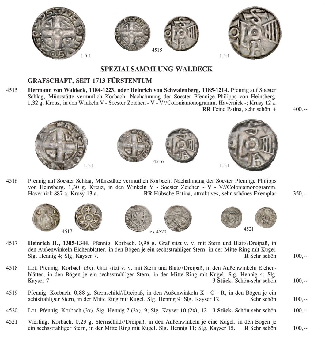 Künker (Osnabrück) 170 (2010) Münzen aus Mittelalter und Neuzeit ua. Spezialsammlung Waldeck   