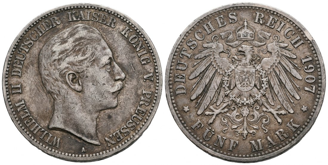PEUS 6508 Kaiserreich - Preußen Wilhelm II. (1888 - 1918) 5 Mark 1907 A Berlin Sehr schön