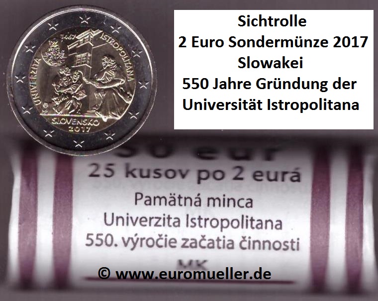 Slowakei Rolle...2 Euro Gedenkmünze 2017...Uni Istropolitana   