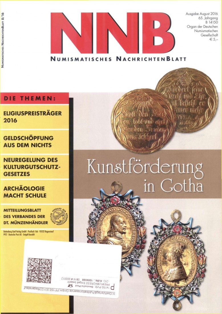  (NNB) Numismatisches Nachrichtenblatt 08/2016 Saxonia Numismatica Lineae Ernestinae - Teil 3   