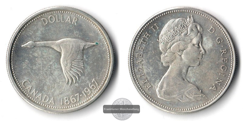  Kanada, 1 Dollar  1967 Goose    FM-Frankfurt    Feinsilber: 18,66g   